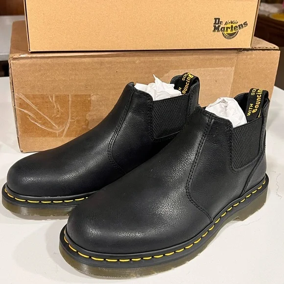 Dr. Martens Black Leather Chelsea Boots with Yellow Stitching - Picture 4 of 7